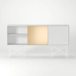 Vogue Sideboard 180H, White/1W2B/White -Maze Furni Shop decotique vogue sideboard 180 two brass doors frame stand 133