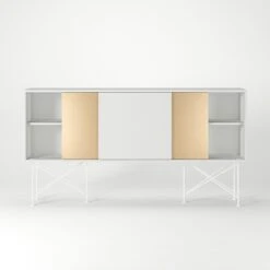 Vogue Sideboard 180H, White/1W2B/White -Maze Furni Shop decotique vogue sideboard 180 two brass doors frame stand 134