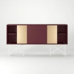 Vogue Sideboard 180H, Wine Red/1WR2B/White -Maze Furni Shop decotique vogue sideboard 180 two brass doors frame stand 155