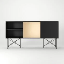 Vogue Sideboard 180H, Antracit/1A2B/Black -Maze Furni Shop decotique vogue sideboard 180 two brass doors frame stand 42