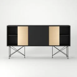 Vogue Sideboard 180H, Antracit/1A2B/Black -Maze Furni Shop decotique vogue sideboard 180 two brass doors frame stand 43