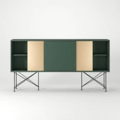 Vogue Sideboard 180H, Green/1G2B/Black -Maze Furni Shop decotique vogue sideboard 180 two brass doors frame stand 57