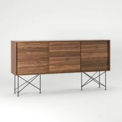 Vogue Sideboard 180H, Walnut/3W/Black -Maze Furni Shop decotique vogue sideboard 180 with frame stand 113