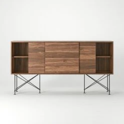 Vogue Sideboard 180H, Walnut/3W/Black -Maze Furni Shop decotique vogue sideboard 180 with frame stand 116