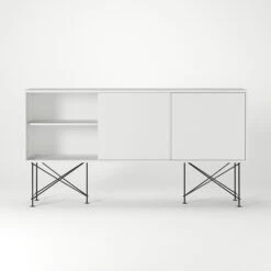 Vogue Sideboard 180H, White/3W/Black -Maze Furni Shop decotique vogue sideboard 180 with frame stand 31