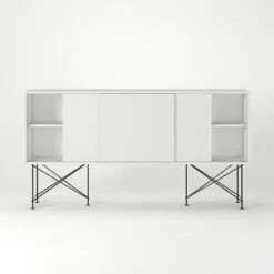 Vogue Sideboard 180H, White/3W/Black -Maze Furni Shop decotique vogue sideboard 180 with frame stand 32