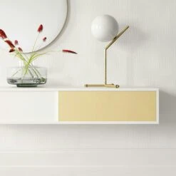 Vogue Wall Cabinet Petite 136, White/Brass -Maze Furni Shop decotique vogue wall cabinet petite 136 23