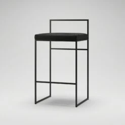 Bar Stool With Backrest 80 Cm, Black / Black Velvet -Maze Furni Shop department bar stool with backrest 80 cm 2