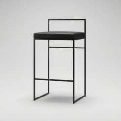 Bar Stool With Backrest 80 Cm, Black / Black Leather -Maze Furni Shop department bar stool with backrest 80 cm 9