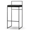 Bar Stool With Backrest 90 Cm, Black / Black Leather