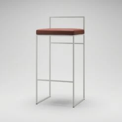 Bar Stool With Backrest 90 Cm, White / Brown Leather -Maze Furni Shop department bar stool with backrest 90 cm 112