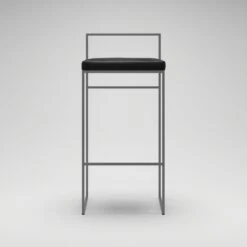 Bar Stool With Backrest 90 Cm, Grey / Black Velvet -Maze Furni Shop department bar stool with backrest 90 cm 18