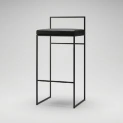 Bar Stool With Backrest 90 Cm, Black / Black Leather -Maze Furni Shop department bar stool with backrest 90 cm 2