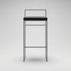 Bar Stool With Backrest 90 Cm, Grey / Black Leather -Maze Furni Shop department bar stool with backrest 90 cm 25