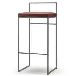 Bar Stool With Backrest 90 Cm, Grey / Brown Leather -Maze Furni Shop department bar stool with backrest 90 cm 31