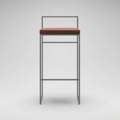 Bar Stool With Backrest 90 Cm, Grey / Brown Leather -Maze Furni Shop department bar stool with backrest 90 cm 32