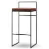 Bar Stool With Backrest 90 Cm, Black / Brown Leather