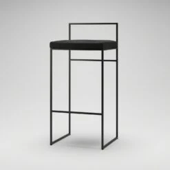 Bar Stool With Backrest 90 Cm, Black / Black Velvet -Maze Furni Shop department bar stool with backrest 90 cm 90