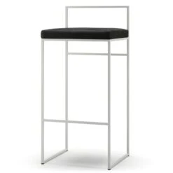 Bar Stool With Backrest 90 Cm, White / Black Velvet