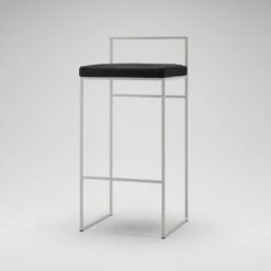 Bar Stool With Backrest 90 Cm, White / Black Velvet -Maze Furni Shop department bar stool with backrest 90 cm 97