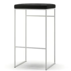 Bar Stool Without Backrest 77 Cm, White / Black Velvet