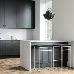 Bar Stool Without Backrest 77 Cm, White / Black Velvet -Maze Furni Shop department bar stool without backrest 77 cm 27