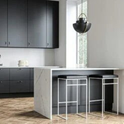 Bar Stool Without Backrest 77 Cm, White / Black Leather -Maze Furni Shop department bar stool without backrest 77 cm 34