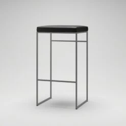 Bar Stool Without Backrest 77 Cm, Grey / Black Leather -Maze Furni Shop department bar stool without backrest 77 cm 55