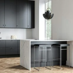 Bar Stool Without Backrest 77 Cm, Grey / Black Leather -Maze Furni Shop department bar stool without backrest 77 cm 57