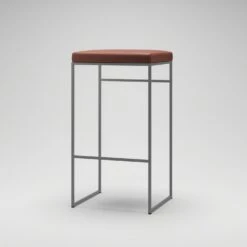 Bar Stool Without Backrest 77 Cm, Grey / Brown Leather -Maze Furni Shop department bar stool without backrest 77 cm 63