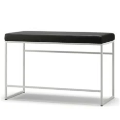 Bench, White / Black Leather