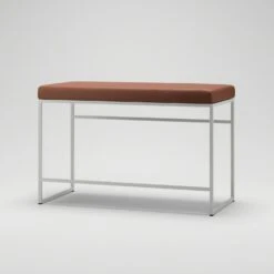 Bench, White / Brown Leather -Maze Furni Shop department bench 30