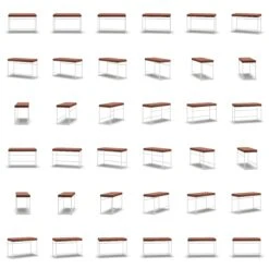 Bench, White / Brown Leather -Maze Furni Shop department bench 33