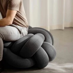 Design House Stockholm Knot XL Pouf, Grey -Maze Furni Shop design house stockholm knot xl pouf 8