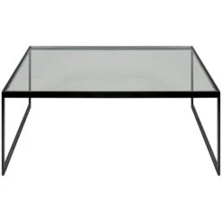 Square Coffee Table, 102x102 Cm, Black/Glass