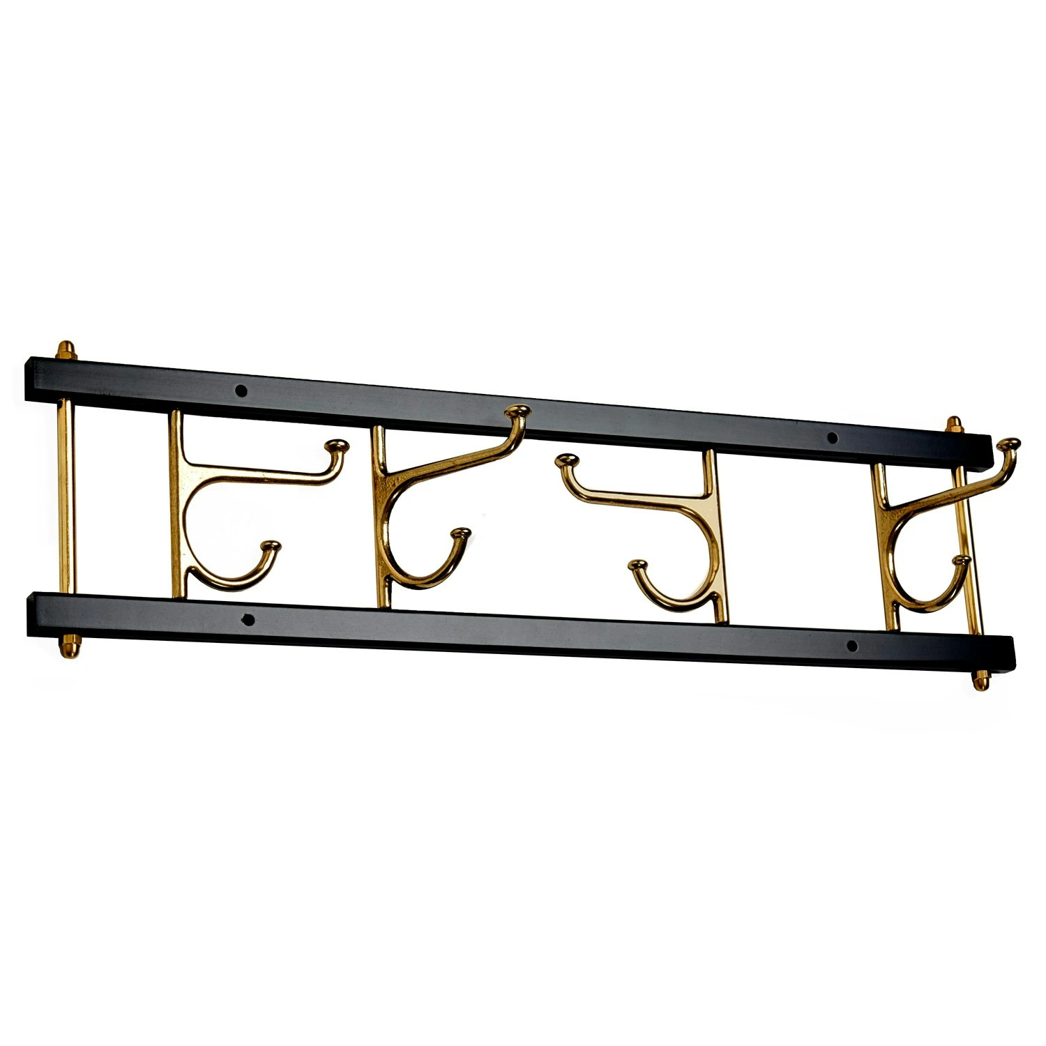 Decorative Hook Rail Maxi 4, Black / Brass 1 Decorative Hook Rail Maxi 4, Black / Brass