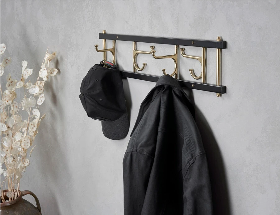 Decorative Hook Rail Maxi 4, Black / Brass 2 Decorative Hook Rail Maxi 4, Black / Brass - Image 2