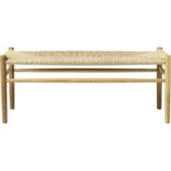 J83B Bench, Natural Lacquered Oak / Seat Natural