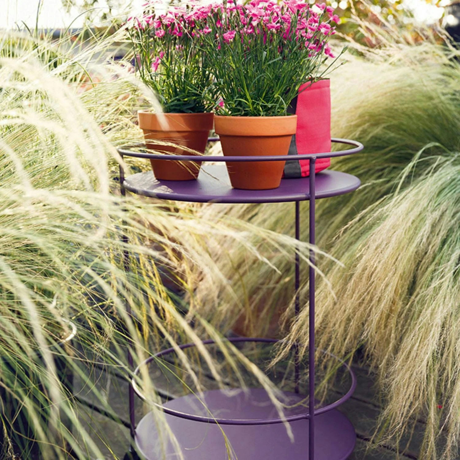 Guinguette Side Wheeled Table Ø40, Willow Green 2 Guinguette Side Wheeled Table Ø40, Willow Green - Image 2