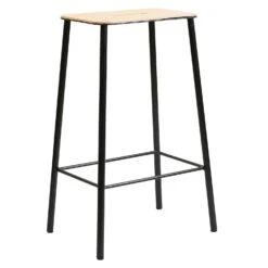 Frama Adam Bar Chair H65cm, Matte Black/Nature Leather