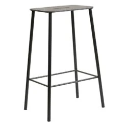 Frama Adam Bar Chair H65cm, Matte Black/Black Leather