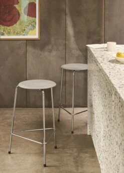 Fritz Hansen High Dot Bar Stool, Lava Grey / Chrome -Maze Furni Shop fritz hansen high dot bar stool 5