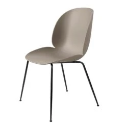 Gubi Beetle Dining Chair Un-upholstered, Conic Base Black, New Beige