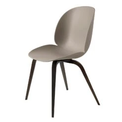 Gubi Beetle Dining Chair Unupholstered, Wood Base Smoked Oak, New Beige