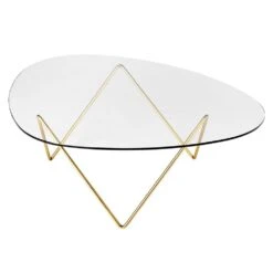 Gubi Pedrera Coffee Table, Brass Semi Matte