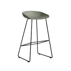 Hay AAS 38 Bar Stool High, Black Frame / Dusty Green