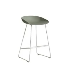 Hay AAS 38 Bar Stool Low, White Frame / Dusty Green