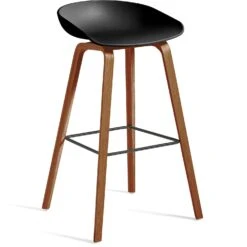 Hay AAS 32 Bar Stool High, Waterbased Lacquered Walnut/Black