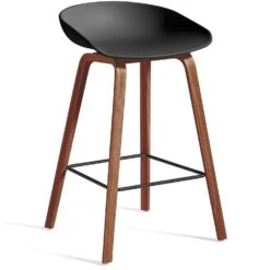 Hay AAS 32 Bar Stool Low, Waterbased Lacquered Walnut/Soft Black