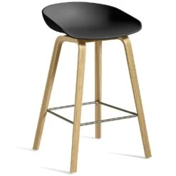 Hay AAS 32 Bar Stool Low, Waterbased Lacquered Oak/Soft Black